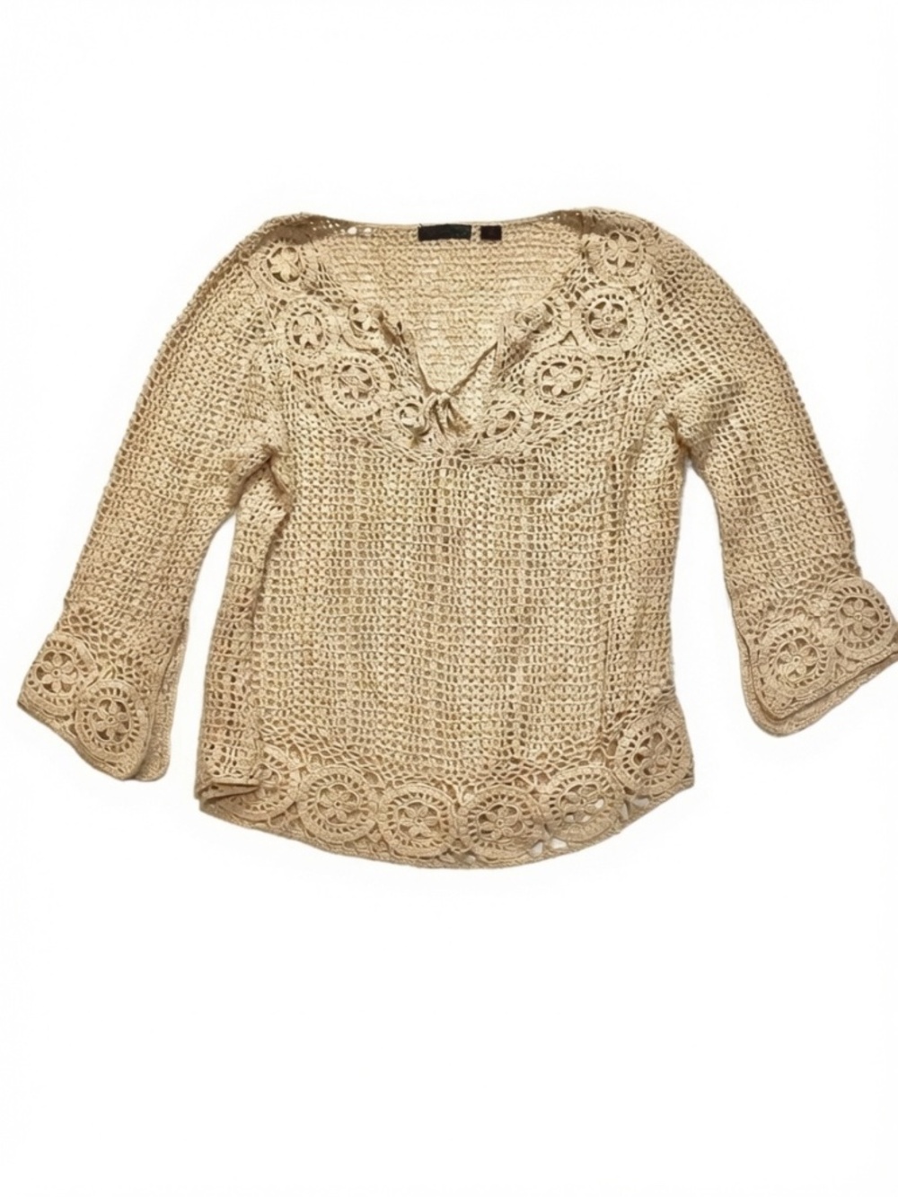 JW Style 100% Cotton Crochet Top Pullover Sweater Size M Like New - Picture 2 of 11